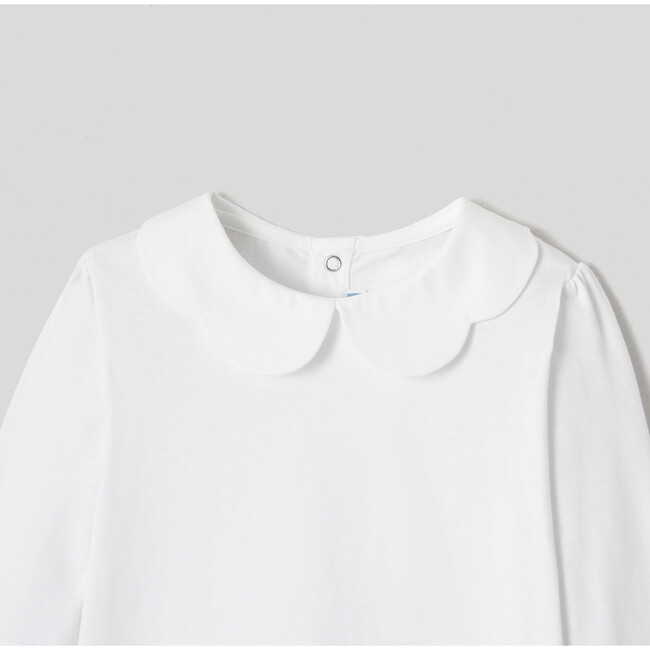 Girl Scalloped Collar Shirt, White - Shirts - 3