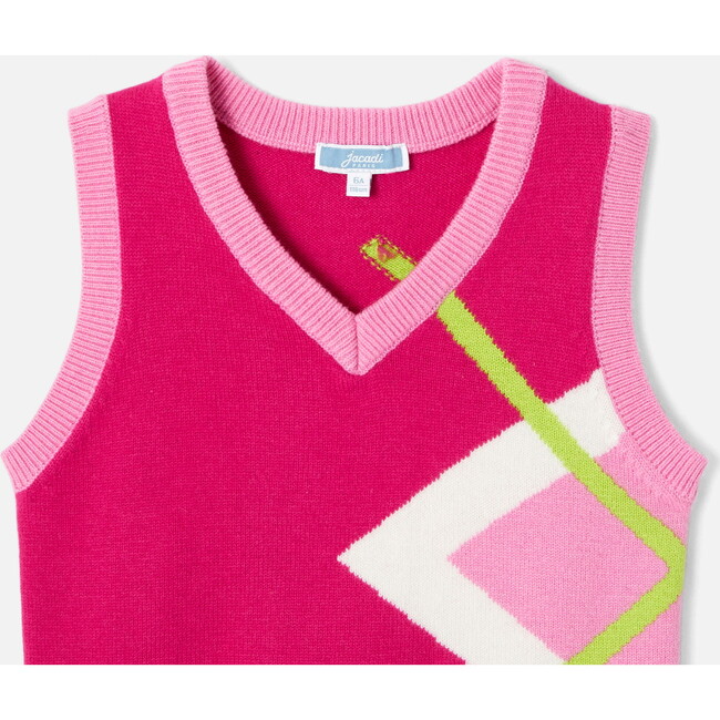Girl Sleeveless Sweater, Pink - Sweaters - 3