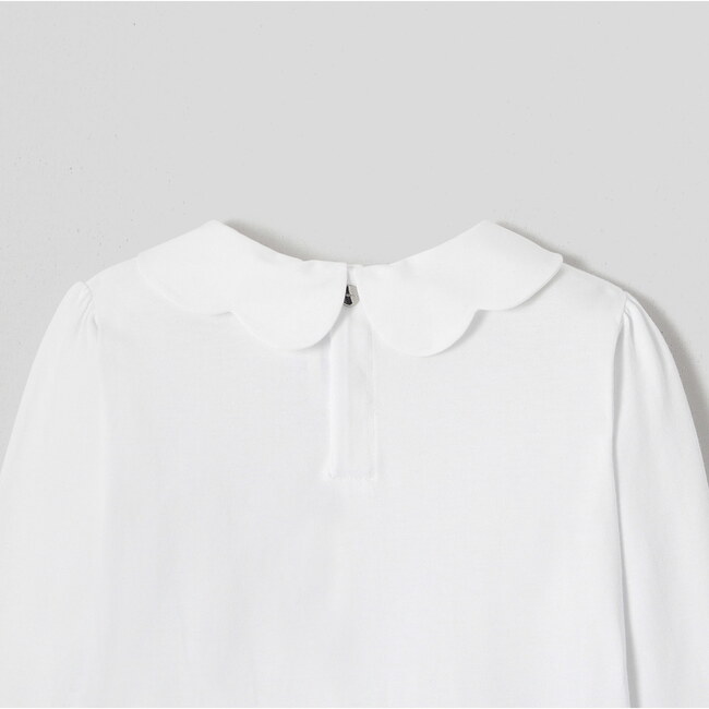 Girl Scalloped Collar Shirt, White - Shirts - 4