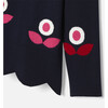 Girl Jacquard Flower Sweater, Navy - Sweaters - 4