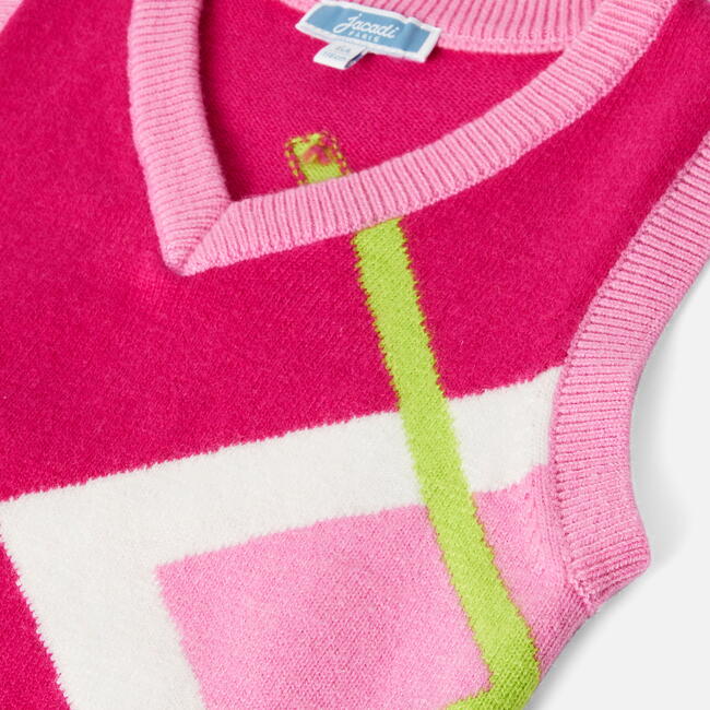Girl Sleeveless Sweater, Pink - Sweaters - 4