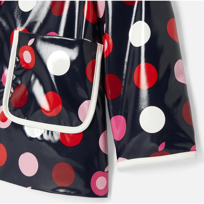 Girl Raincoat, Navy & Multi Polka Dots - Raincoats - 5