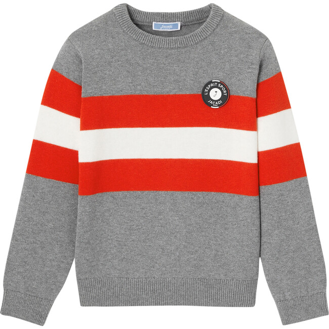 Boy Color Block Sweater, Grey