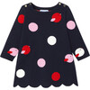 Baby Girl Long Sleeve Dress, Navy & Multi Polka Dots - Dresses - 1 - thumbnail