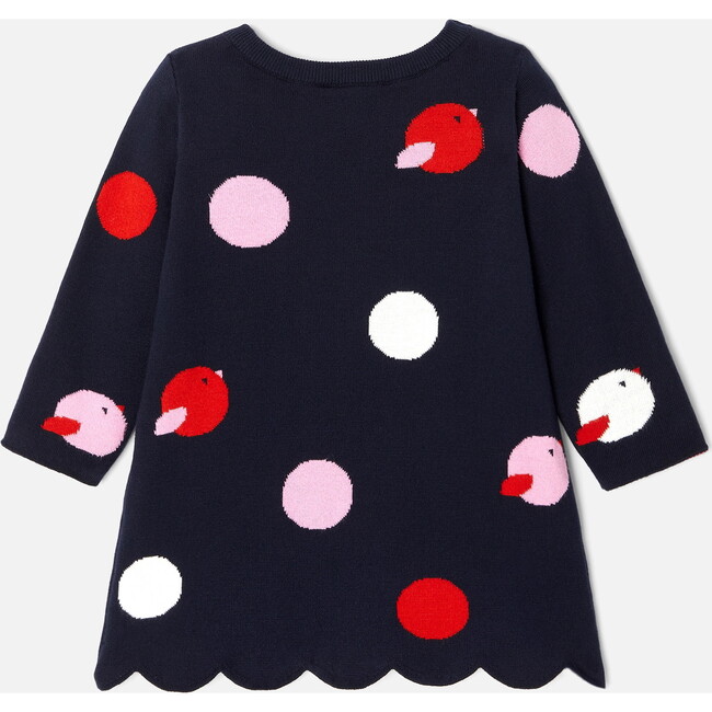Baby Girl Long Sleeve Dress, Navy & Multi Polka Dots - Dresses - 2