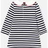 Baby Girl Long Sleeve Dress, White & Navy Stripes - Dresses - 3
