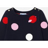 Baby Girl Long Sleeve Dress, Navy & Multi Polka Dots - Dresses - 3