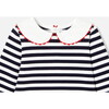 Baby Girl Long Sleeve Dress, White & Navy Stripes - Dresses - 5