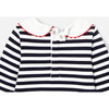 Baby Girl Long Sleeve Dress, White & Navy Stripes - Dresses - 6