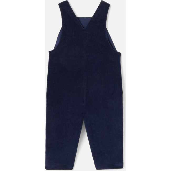 Baby Boy Velvet Overalls, Navy - Overalls - 2
