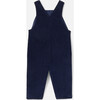 Baby Boy Velvet Overalls, Navy - Overalls - 2
