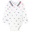 Baby Boy Polo Bodysuit, White Multi - Onesies - 1 - thumbnail