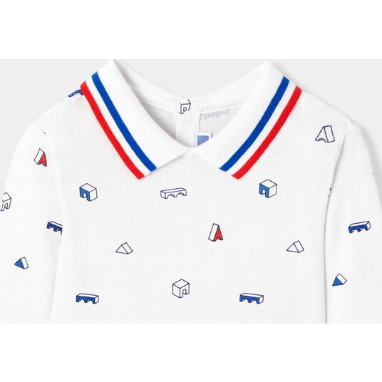 Baby Boy Polo Bodysuit, White Multi - Onesies - 3