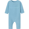 Baby Boy Jumpsuit in Garter Stitch, Blue - Cardigans - 1 - thumbnail