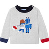 Baby Boy Cotton Sweater, Grey - Sweaters - 1 - thumbnail
