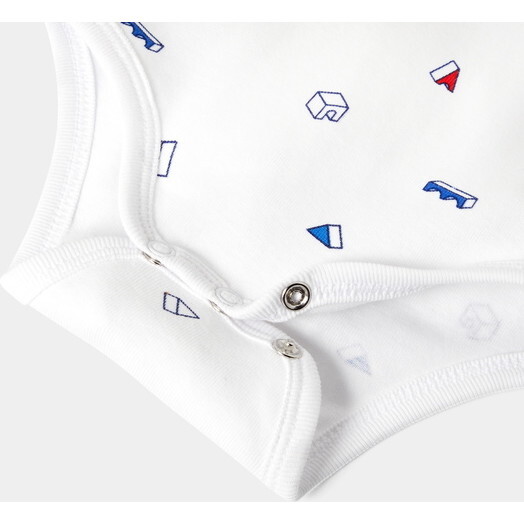Baby Boy Polo Bodysuit, White Multi - Onesies - 5