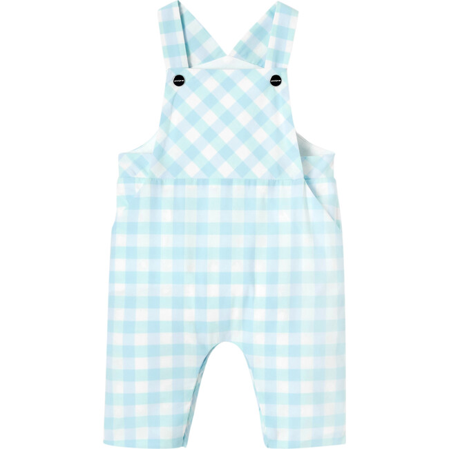 Baby Boy  Gingham Overalls, White & Blue - Overalls - 1