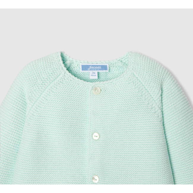 Baby Cardigan in Garter Stitch, Green - Cardigans - 3