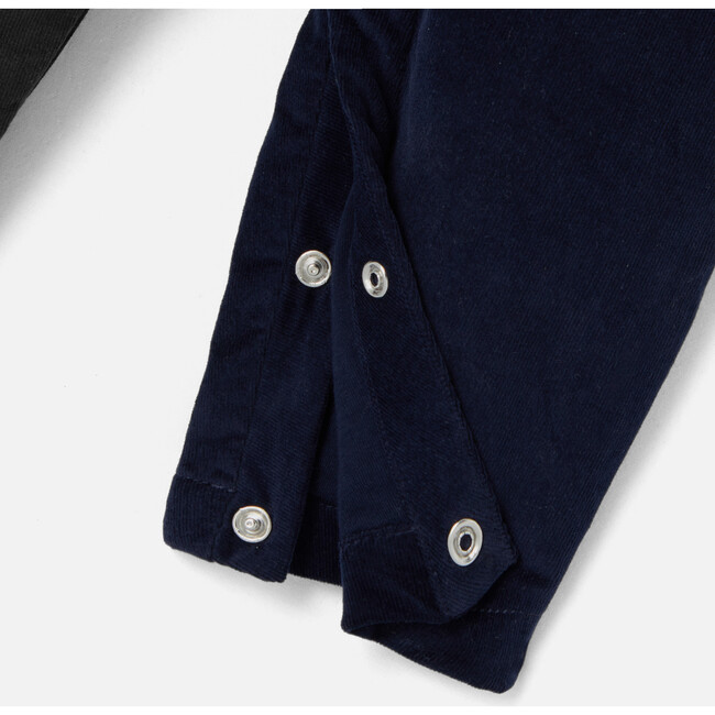 Baby Boy Velvet Overalls, Navy - Overalls - 4
