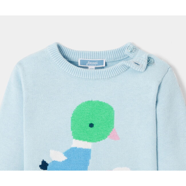 Baby Boy Organic Cotton Sweater, Blue - Sweaters - 3