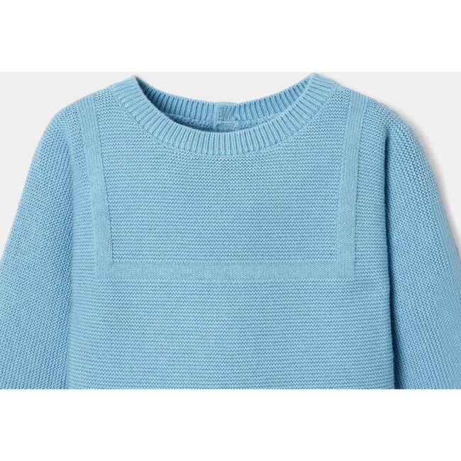 Baby Boy Jumpsuit in Garter Stitch, Blue - Cardigans - 3
