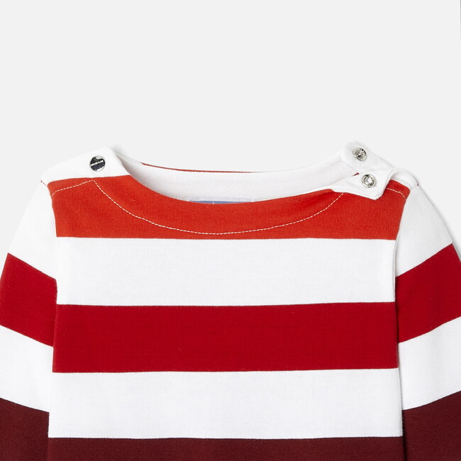 Baby Boy Breton Tee, Blue & Red Stripes - Shirts - 3
