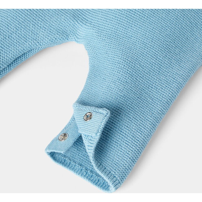 Baby Boy Jumpsuit in Garter Stitch, Blue - Cardigans - 4