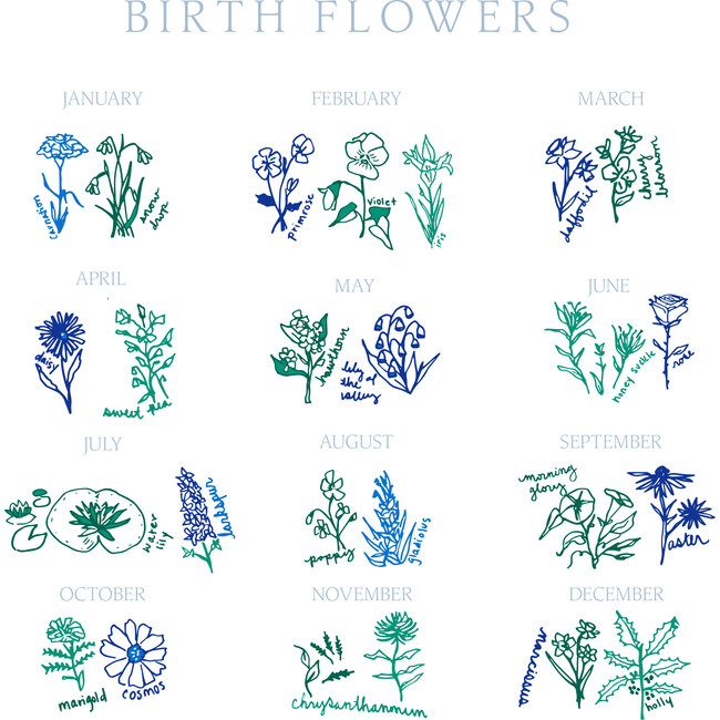 Birth Flowers Two Piece Pajamas, Multi - Pajamas - 4