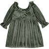 Milly Ruffle Collar Velvet Dress, Green - Dresses - 1 - thumbnail