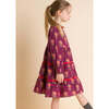 Long Sleeves Tiered Skirt Dress with Velvet Trim, Purple and Red - Dresses - 3