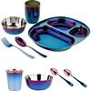 Dine & Develop Feeding Set, Iridescent Blue - Tableware - 1 - thumbnail