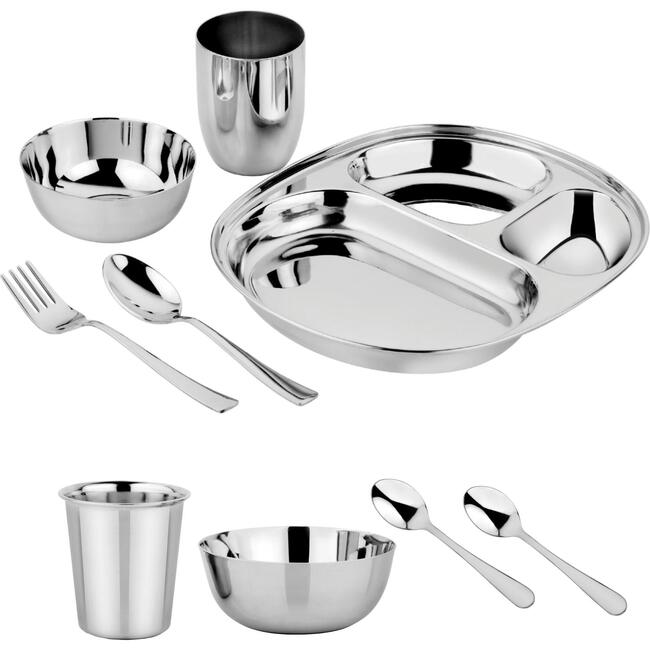 Dine & Develop Feeding Set, Classic Stainless Steel