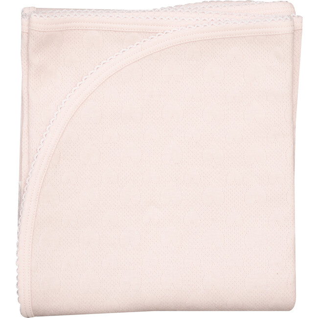 Jacquard Hearts Cotton Baby Blanket, Pink