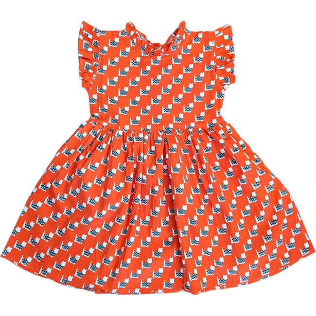 Scotties Flutter Sleeve Ruffle Sweater Dress, Orange