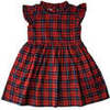 Holiday Plaid Flutter Sleeve Ruffle Dress, Red & Black - Dresses - 1 - thumbnail