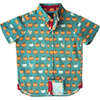 Pumpkin Spice Print Short Sleeve Shirt, Green - Shirts - 1 - thumbnail