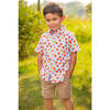 Apple Pie Print Short Sleeve Shirt, Blue & Red - Shirts - 2