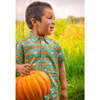 Pumpkin Spice Print Short Sleeve Shirt, Green - Shirts - 2