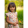 Apple Pie Print Flutter Sleeve Ruffle Sleeve Dress, Blue & Red - Dresses - 2