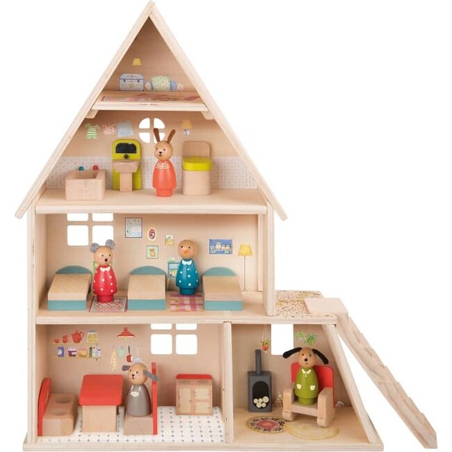 Wooden Playhouse The Big Family - Dollhouses - 4