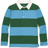Long Sleeve Rugby, Evergreen Cornflower Stripe - Polo Shirts - 1 - thumbnail