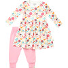 Stretchy Long Sleeve Twirl Dress and Leggings, Sweet Dreams Pink - Pajamas - 1 - thumbnail