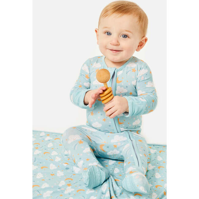 Long Sleeve Zip Footie, Clouds - Pajamas - 2