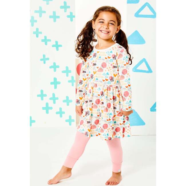 Stretchy Long Sleeve Twirl Dress and Leggings, Sweet Dreams Pink