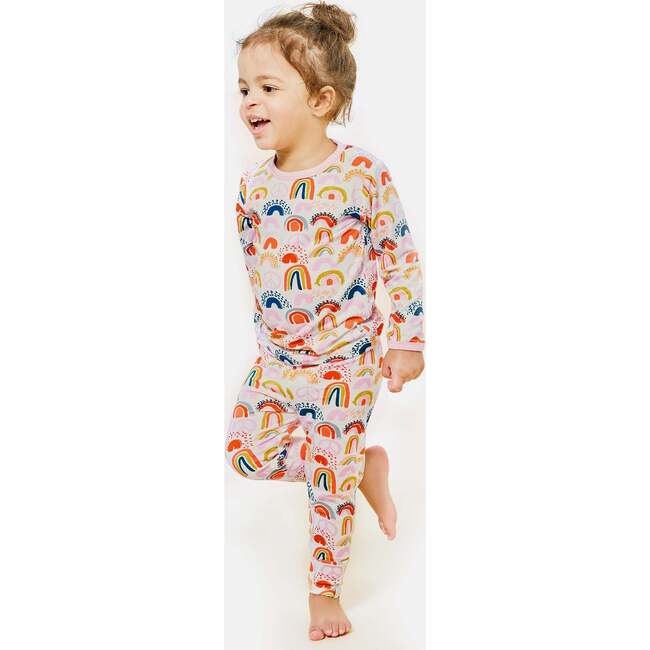 Long Sleeve Pajama Set, Rainbows Pink