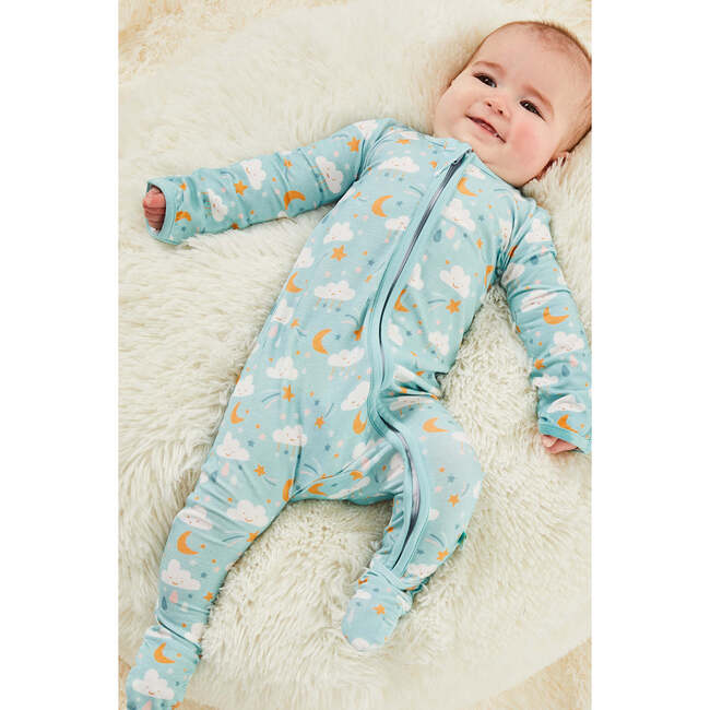 Long Sleeve Zip Footie, Clouds - Pajamas - 3