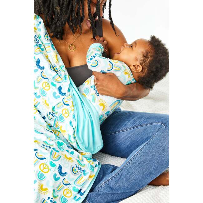 Long Sleeve Zip Footie, Rainbows Blue - Pajamas - 3