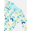 Long Sleeve Zip Footie, Rainbows Blue - Pajamas - 4