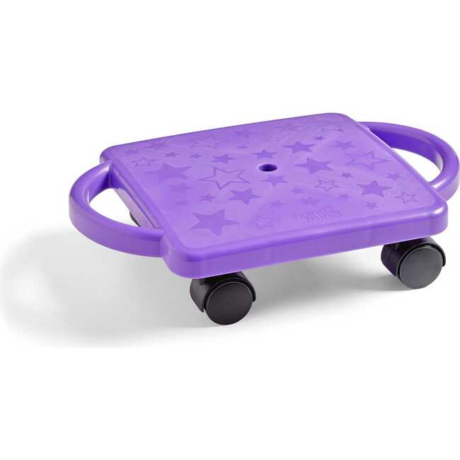 Purple Indoor Scooter Board with Safety Handles for Kids Ages 6-12, Plastic Floor Scooter Board with Rollers