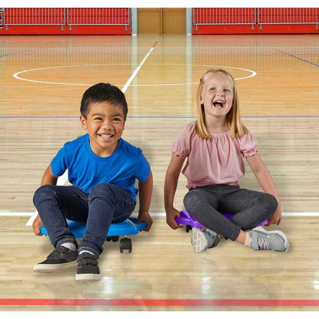 Purple Indoor Scooter Board with Safety Handles for Kids Ages 6-12, Plastic Floor Scooter Board with Rollers - STEM Toys - 3